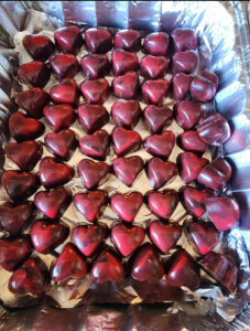 Heart-Shaped Bonbons with White Chocolate Ganache and Raspberry